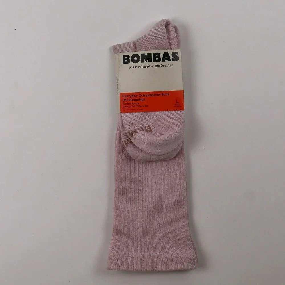 Bombas Everyday Compression Socks Pink Solid Large Supima Cotton NWT